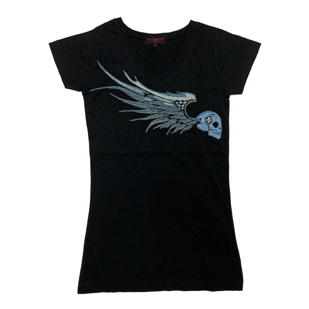 Raw7 V-Neck T-Shirt "Skullwing" - Black